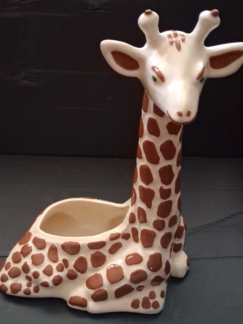 Vintage Hand Painted Ceramic Giraffe Planter Unique 1 Of A Kind MidCentury Decor